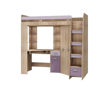 Multifunkčná posteľ Kity, lamino dub sonoma-fialová