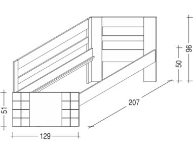 Posteľ z masívu HANNY II. 120x200 biela, smrek - rozmery: Posteľ z masívu HANNY II. 120x200 biela, smrek - rozmery: