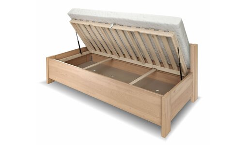 Postele s bočným čelom a úložným priestorom