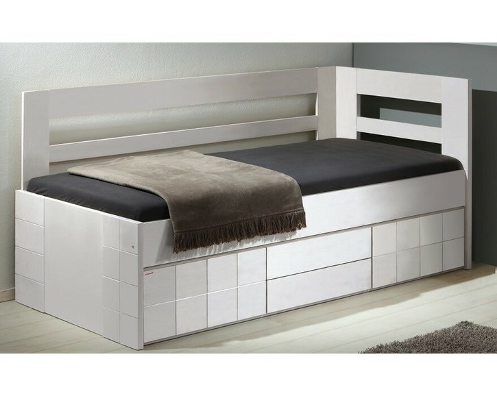 Posteľ z masívu HANNY II. 90x200, biela - s úložným priestorom Posteľ z masívu HANNY II. 90x200, biela - s úložným priestorom