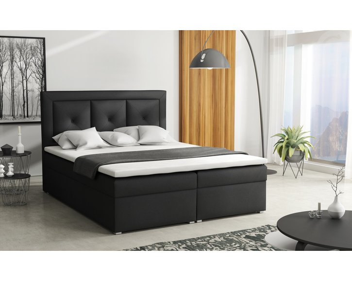 Americká posteľ boxspring CS34011, s matracom a úložným priestorom, tmavo šedá, 160x200cm