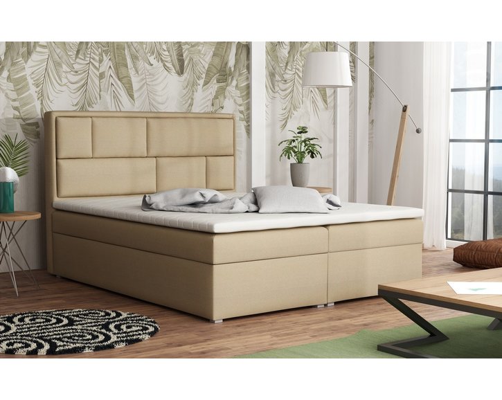 Americká posteľ boxspring CS34013, s matracom a úložným priestorom, béžová látka, 180x200cm Americká posteľ boxspring CS34013, s matracom a úložným priestorom, béžová látka, 180x200cm