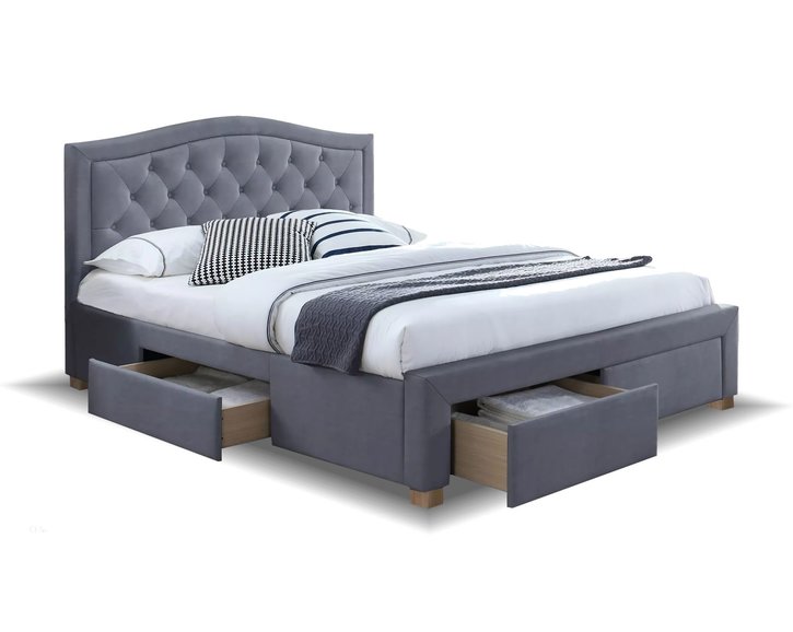 Čalúnená posteľ s úložným priestorom CS11012, velvet šedá látka, 160x200 cm