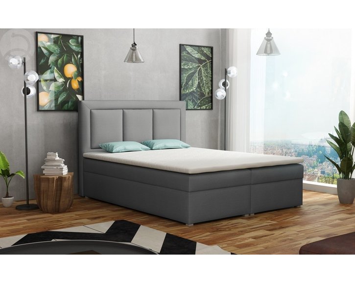 Americká posteľ boxspring CS34010, s matracom a úložným priestorom, svetlo šedá 160x200cm