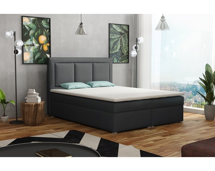 Americká posteľ boxspring CS34010, s matracom a úložným priestorom, tmavo šedá, 160x200 cm