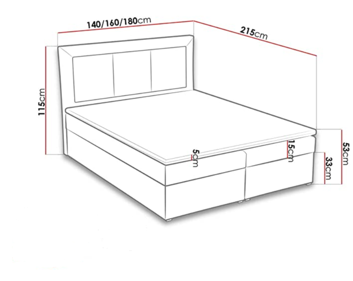 Americká posteľ boxspring CS34015, s matracom a úložným priestorom, 140x200 cm Americká posteľ boxspring CS34015, s matracom a úložným priestorom, 140x200 cm