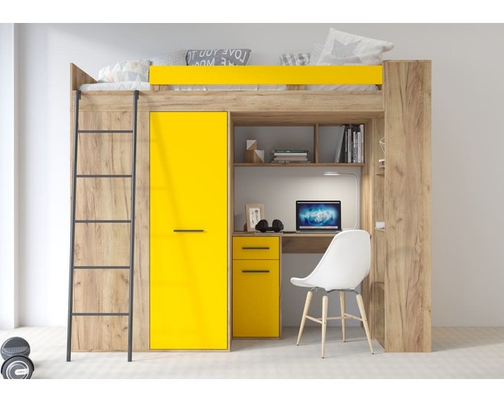posteľ Vera - Ľavá, lamino dub artisan žltá pohľad spredu posteľ Vera - Ľavá, lamino dub artisan žltá pohľad spredu