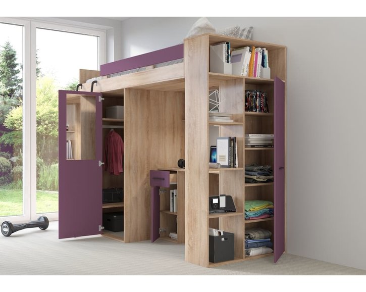 vera-dub-sonoma-fialova-ľavé prevedenie pohľad do skrine vera-dub-sonoma-fialova-ľavé prevedenie pohľad do skrine