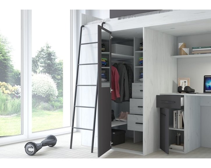 Vera - Ľavá, lamino craft biely grafit pohľad do skrine