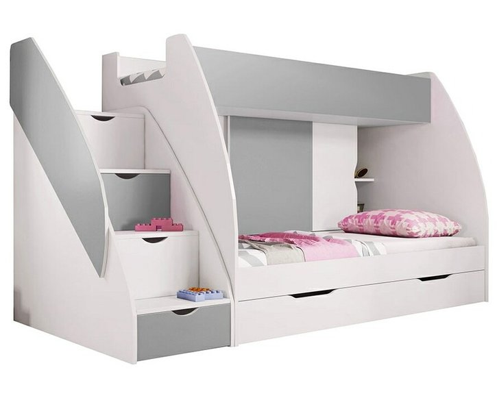 Poschodová posteľ Montana, lamino, šedo-biela Poschodová posteľ Montana, lamino, šedo-biela