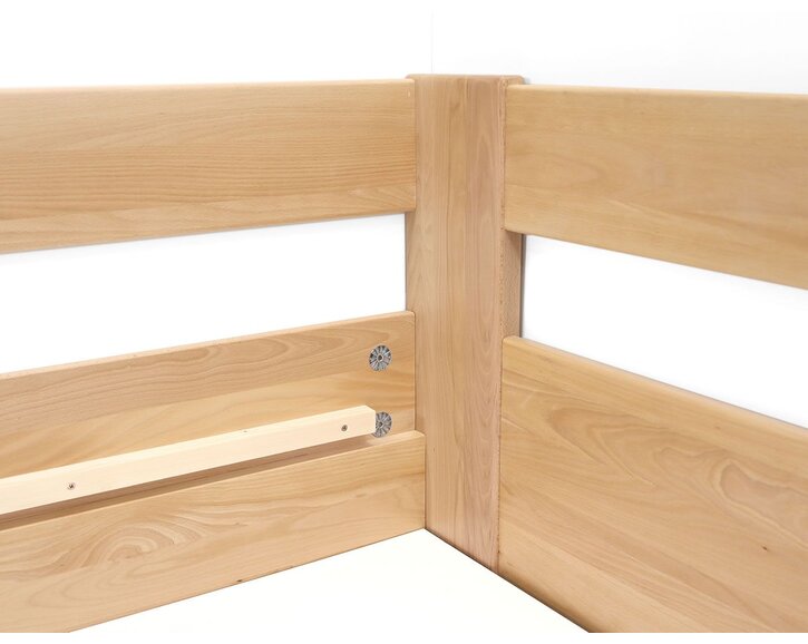 Rohová buková posteľ s roštom MIVA pravá, 120x200