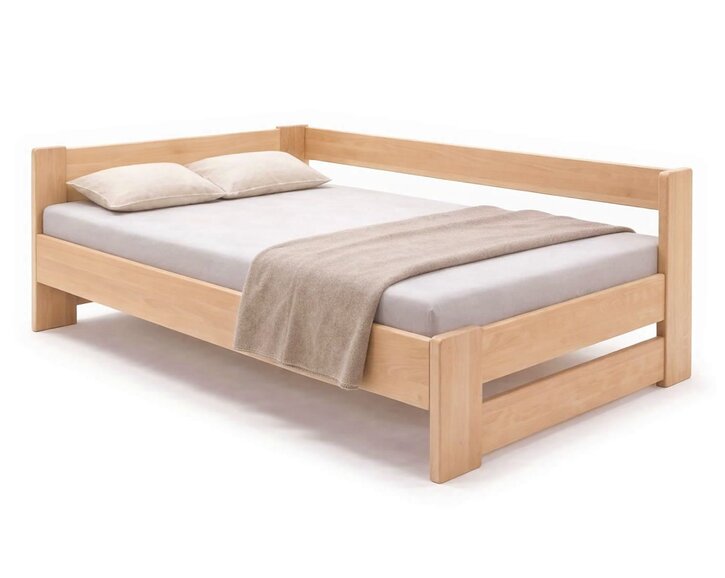 Rohová drevená posteľ MIVA, 120x200, masív buk