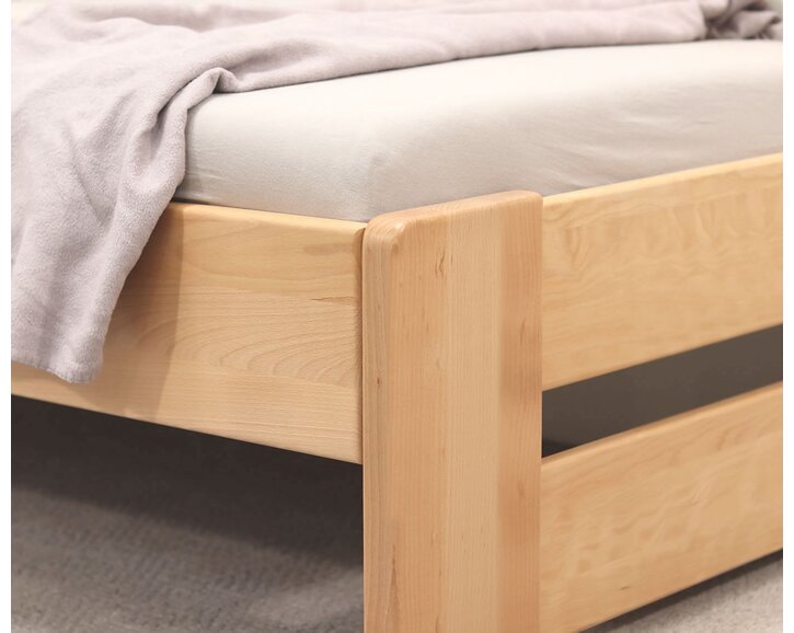 Rohová drevená posteľ MIVA, 120x200, masív buk