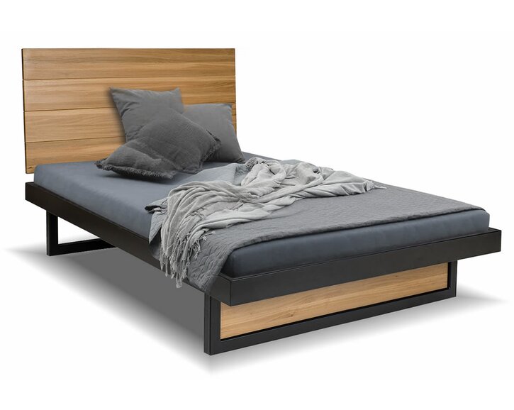 Posteľ dvojlôžko Drew - 370, masív dub/kov, 120x200