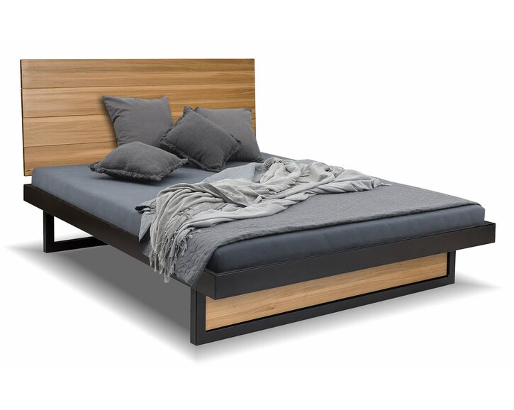 Posteľ dvojlôžko Drew - 370, masív dub/kov, 160x200