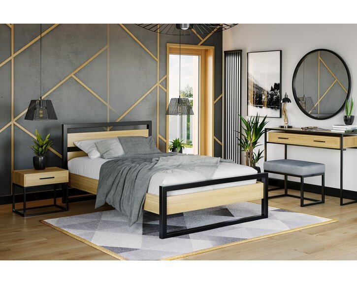 Interiér - Posteľ dvojlôžko Drew - 371, masív dub