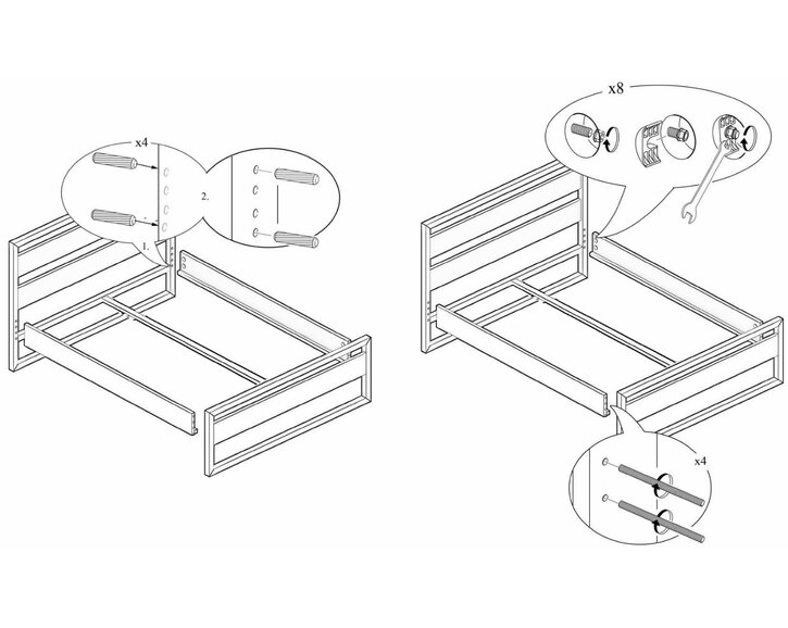 Spojenie - Posteľ dvojlôžko Drew - 371, masív dub