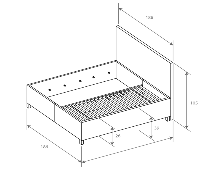 Rozmery – posteľ MERCURY PL