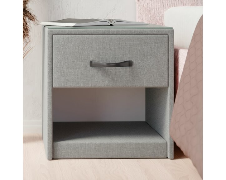 Čalúnený nočný stolík jednozásuvkový