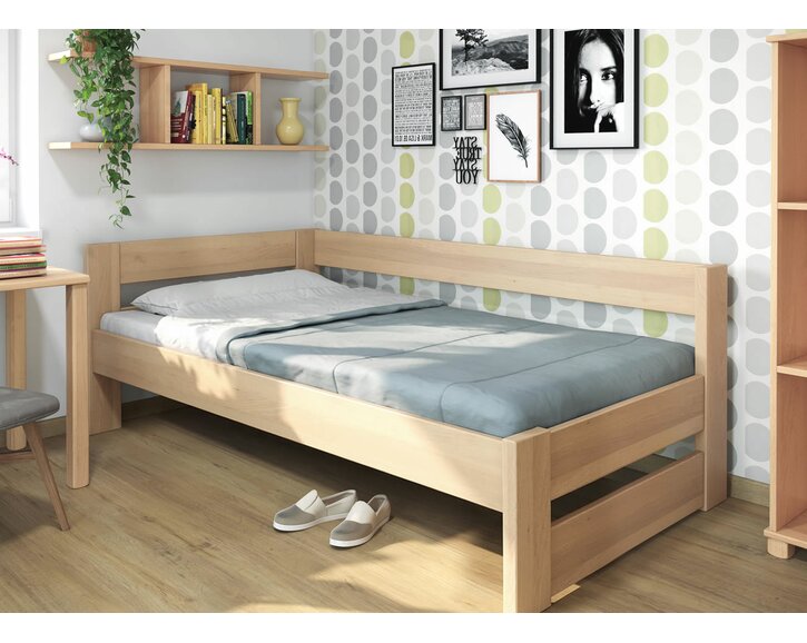 Posteľ jednolôžko z masívu Ela, Ľavá, 120x200 cm