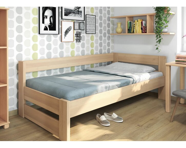 Posteľ jednolôžko z masívu Ela, Pravá, 120x200 cm