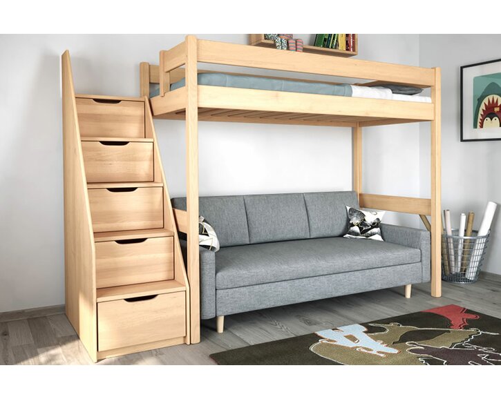 Poschodová posteľ JUNIOR 17, masív buk