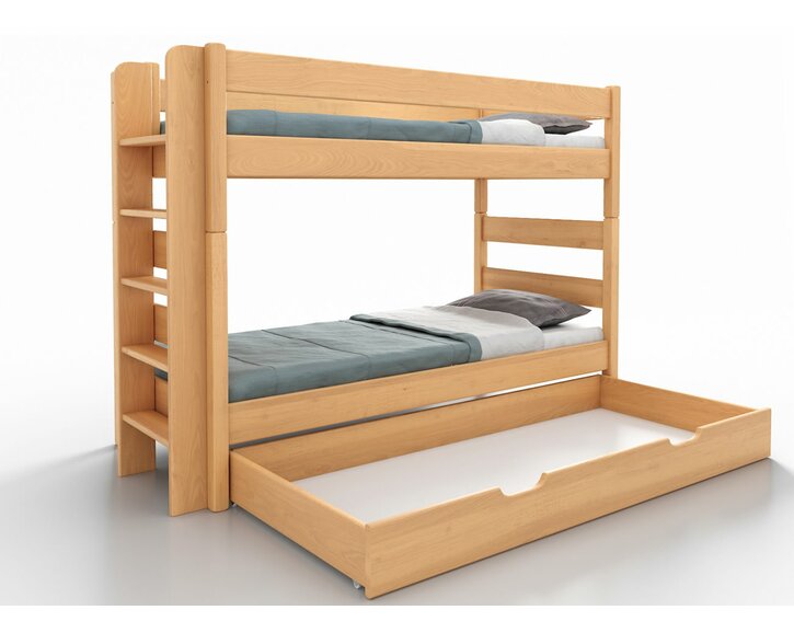 Poschodová posteľ JUNIOR 3, ĽAVÁ, masív buk