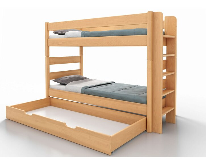 Poschodová posteľ JUNIOR 3, PRAVÁ, masív buk