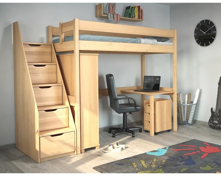 Poschodová posteľ JUNIOR 8, masív buk
