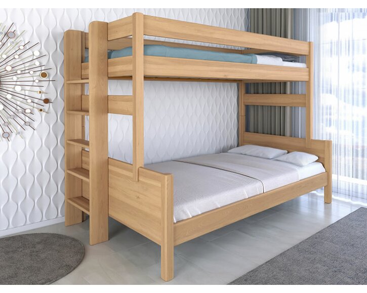 Poschodová posteľ JUNIOR, 120x200, ĽAVÁ, masív buk