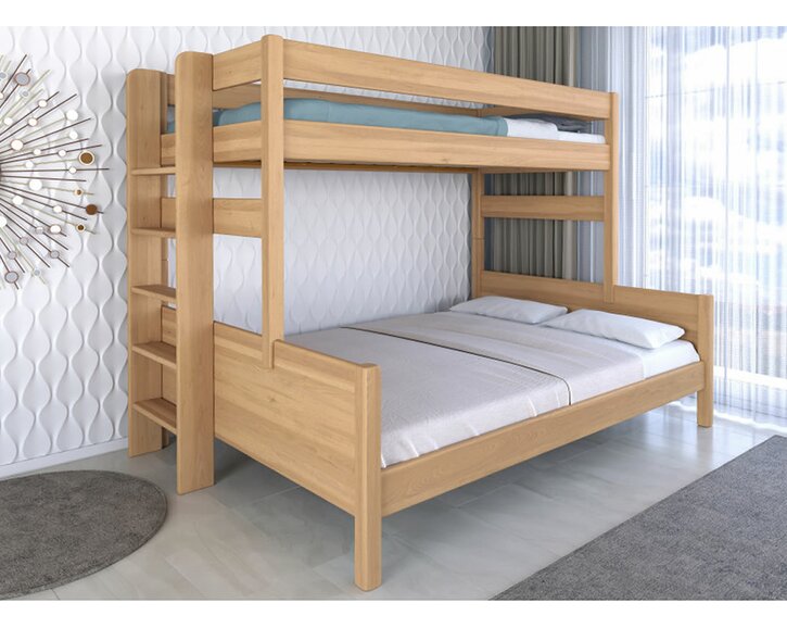 Poschodová posteľ JUNIOR,180x200, ĽAVÁ , masív buk