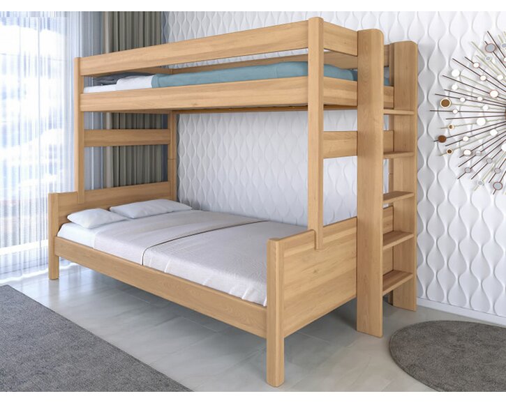 Poschodová posteľ JUNIOR, 120x200, PRAVÁ, masív buk
