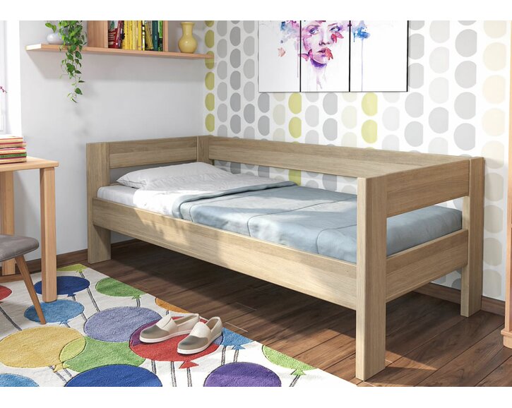 Posteľ jednolôžko Ela s čelom, dub