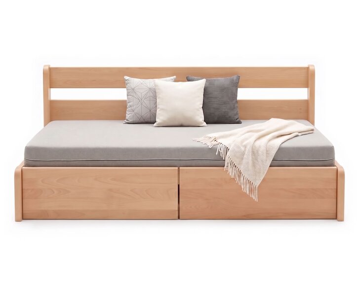 Rozkladacia posteľ s úložným priestorom FLEXO - bez čiel, masív buk