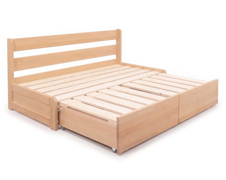 Rozkladacia posteľ s úložným priestorom FLEXO - bez čiel, masív buk