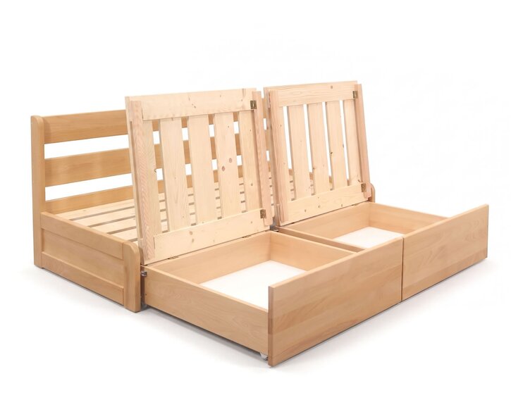 Rozkladacia posteľ s úložným priestorom FLEXO - bez čiel, masív buk