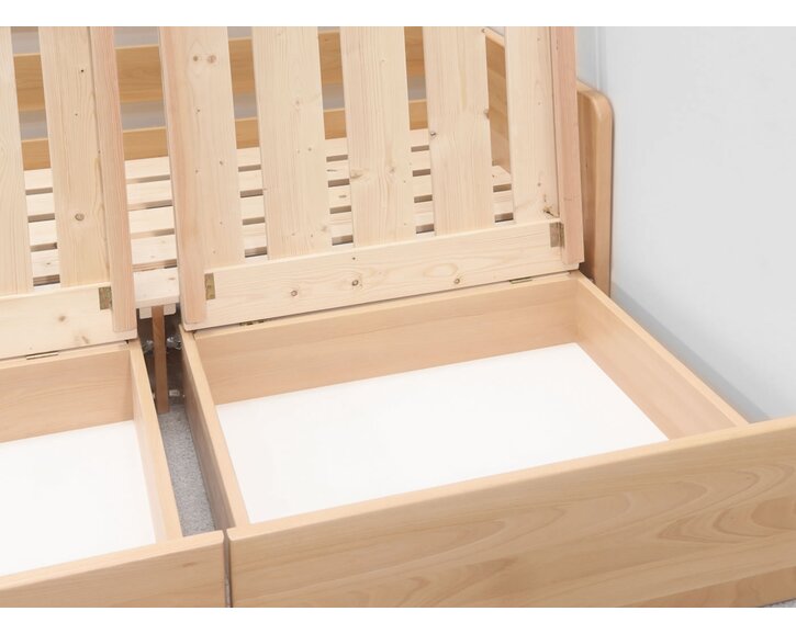 Rozkladacia posteľ s úložným priestorom FLEXO - Pravá, masív buk