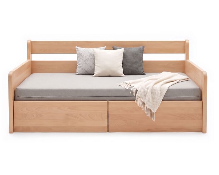 Rozkladacia posteľ s úložným priestorom FLEXO - Pravá, masív buk