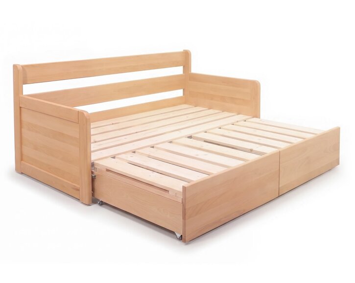 Rozkladacia posteľ s úložným priestorom FLEXO - Pravá, masív buk