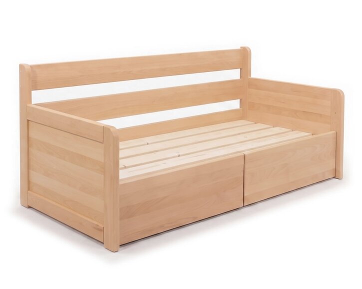 Rozkladacia posteľ s úložným priestorom FLEXO - Pravá, masív buk