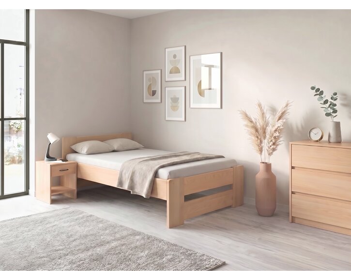 Zvýšená posteľ jednolôžko MIVA, 120x200, masív buk