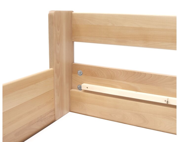 Zvýšená buková posteľ s roštom MIVA s bočným čelom, 90x200