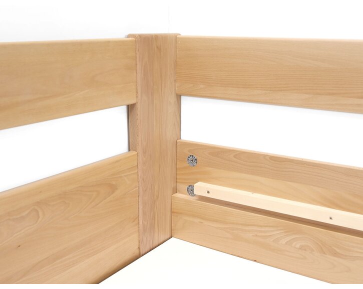 Rohová buková posteľ s roštom MIVA ľavá, 120x200 Rohová buková posteľ s roštom MIVA ľavá, 120x200