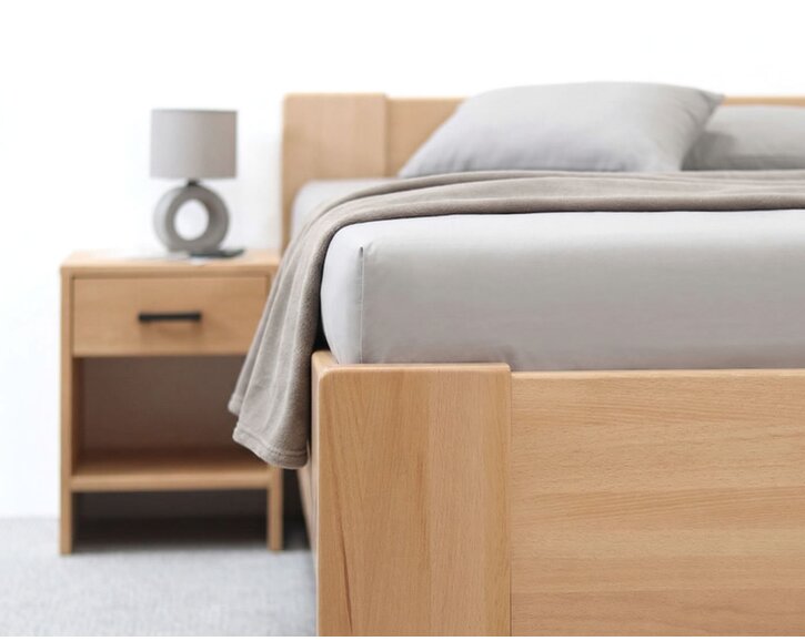 Rohová buková posteľ s roštom MIVA ľavá, 120x200 Rohová buková posteľ s roštom MIVA ľavá, 120x200