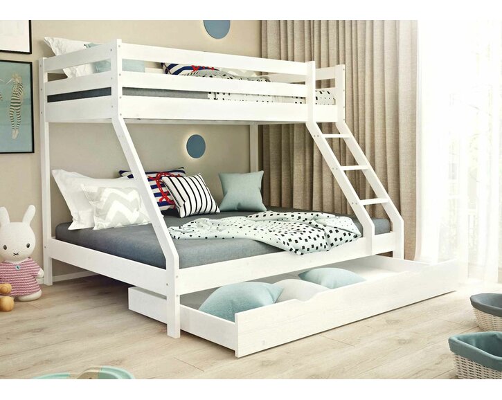 Poschodová posteľ trojlôžko FELIX biela, masív borovica