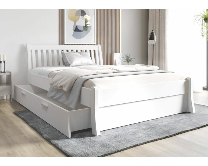 Drevená posteľ Nordica biela, 160x200cm, masív borovica Drevená posteľ Nordica biela, 160x200cm, masív borovica