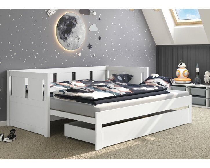 Rozkládacia posteľ BONDI bílá, masiv borovica Rozkládacia posteľ BONDI bílá, masiv borovica