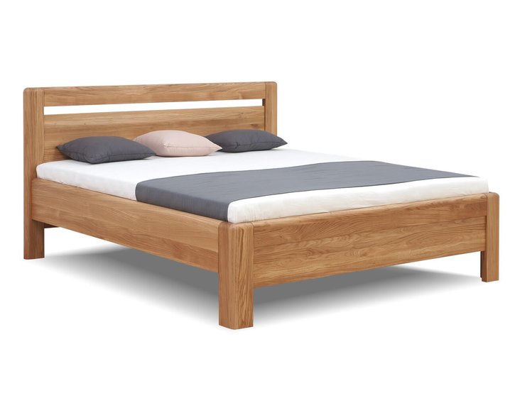 Zvýšená drevená posteľ dvojlôžko z masivu ADRIANA, masív dub