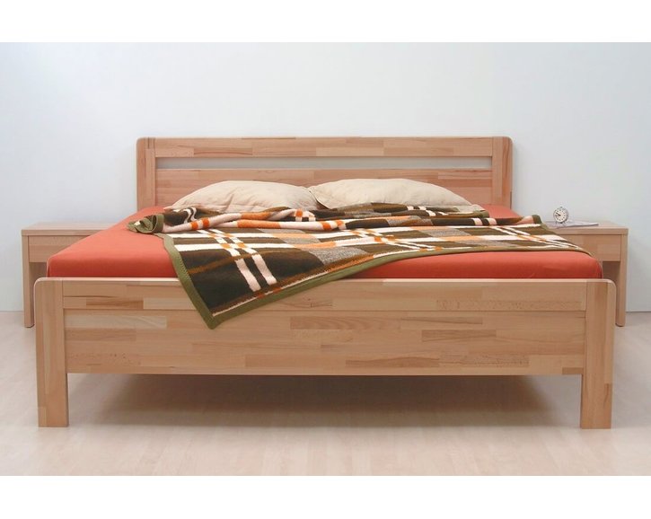 Zvýšená posteľ z masívu Karlo-oblé, masív buk cink