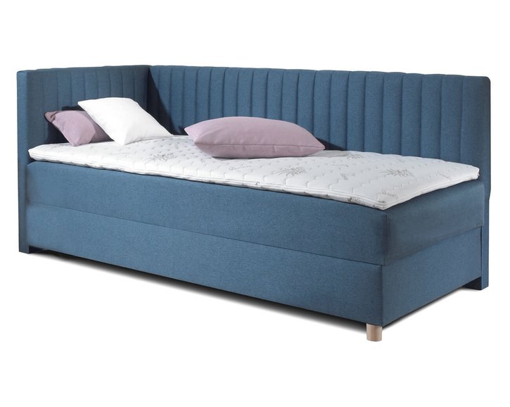 Rohová posteľ boxspring s úložným priestorom NOVO s čelami Rohová posteľ boxspring s úložným priestorom NOVO s čelami